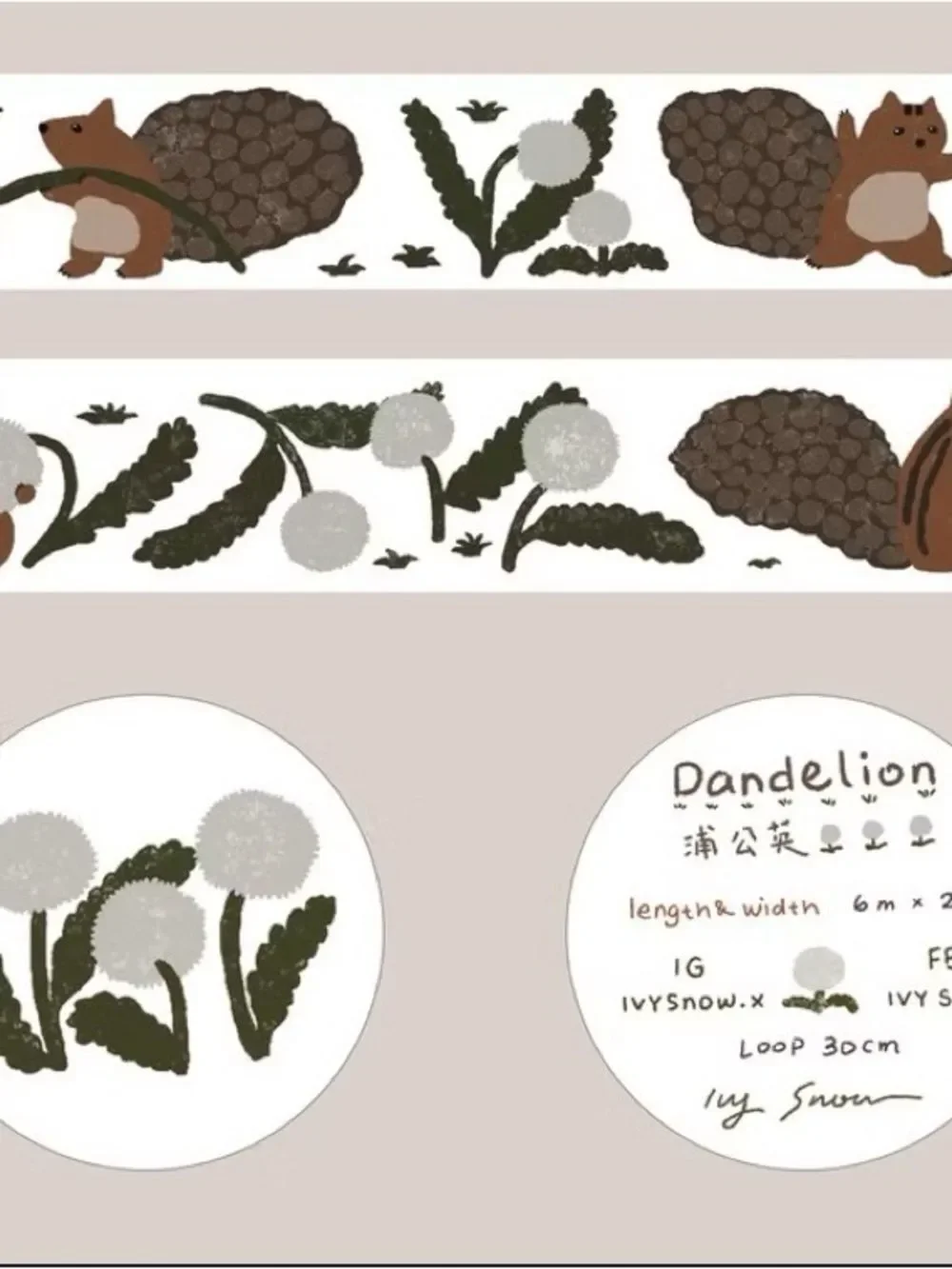 Ivy snow retired print Stamped Floral print  in White and Brown